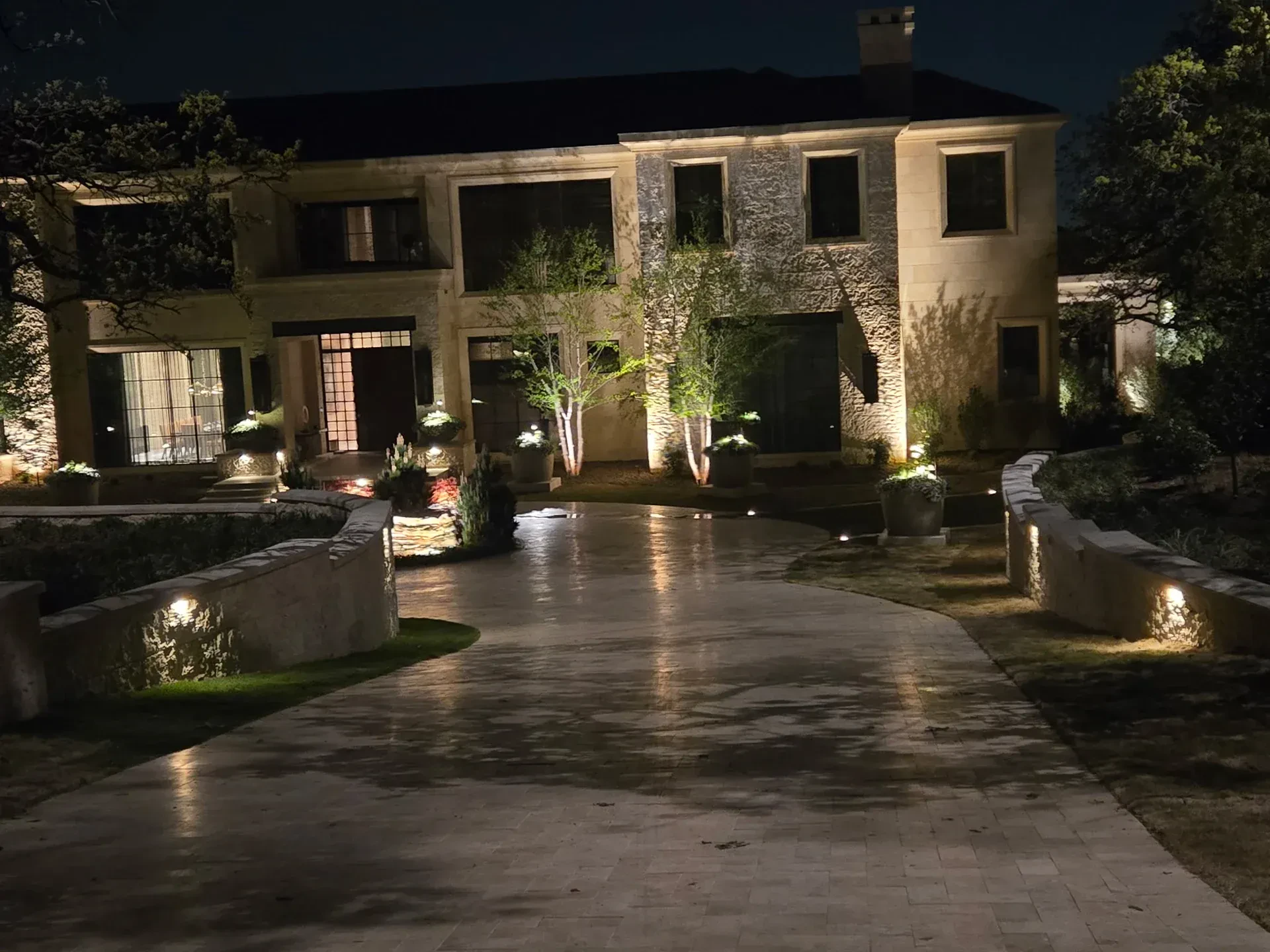 driveway and entry lighting at night