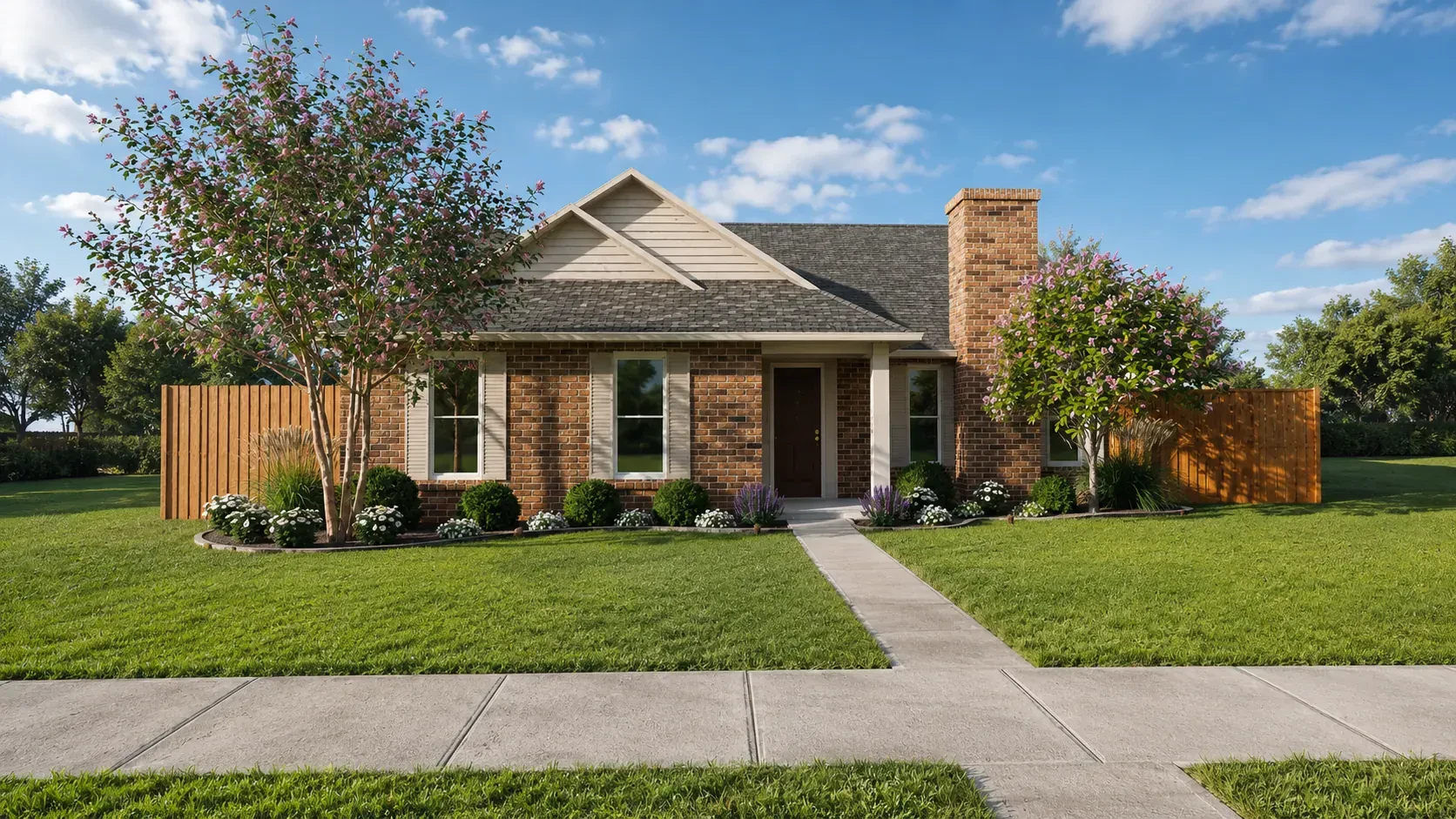 Design rendering: brick house planting concept front elevation