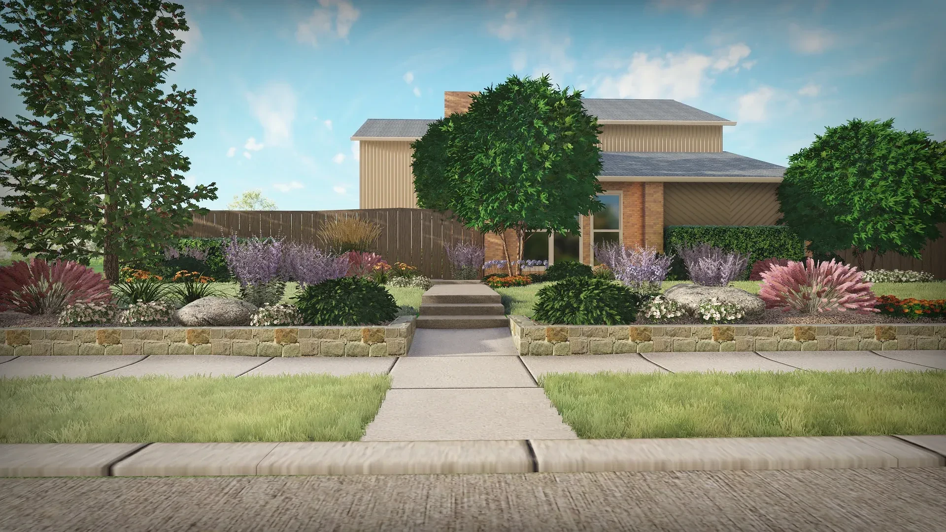 Design rendering: modern house planting concept front elevation