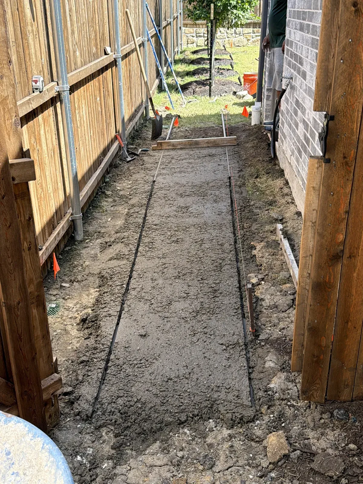 Side yard walkway excavation and edging
