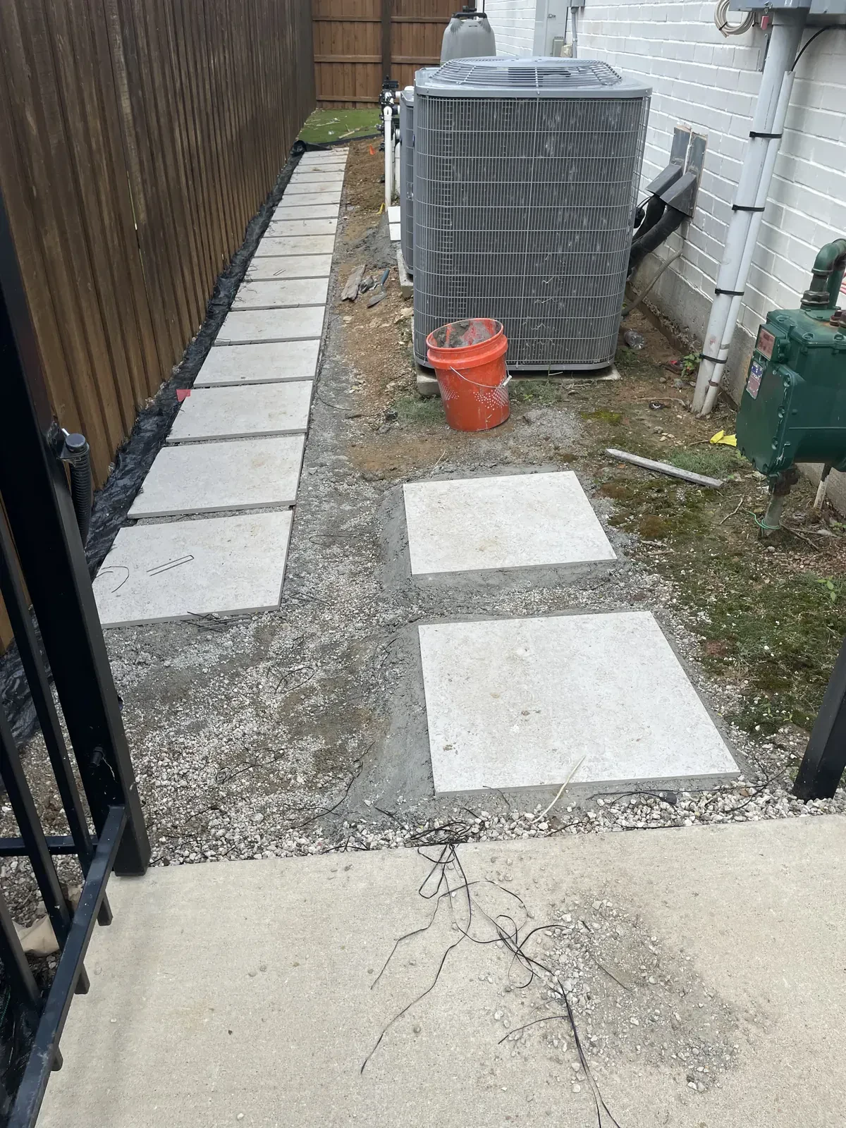 Utility access stepping stones before rock fill